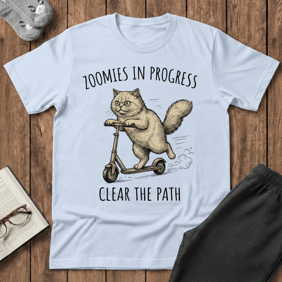 Zoomies In Progress Cat T-Shirt