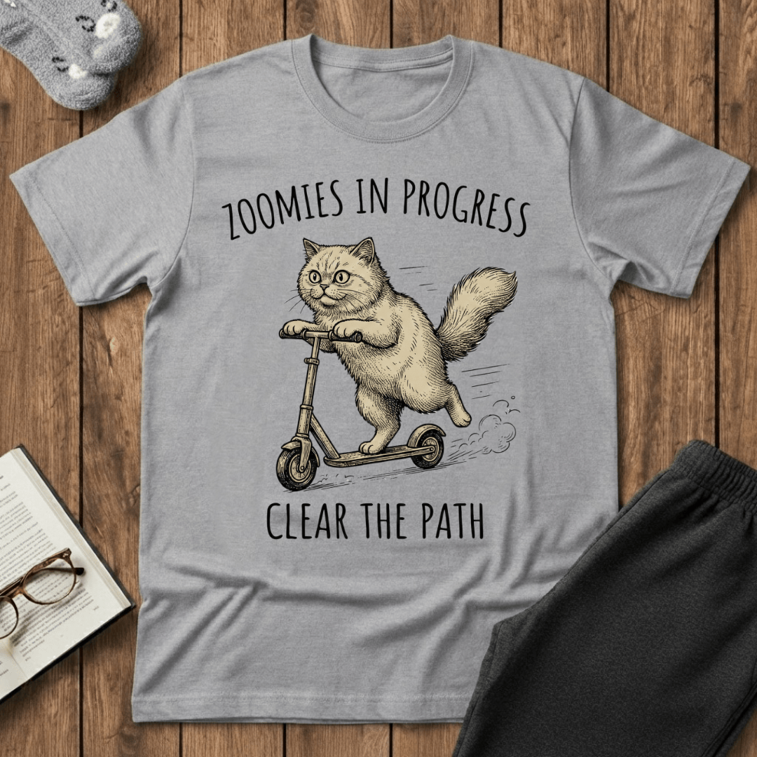 Zoomies In Progress Cat T-Shirt