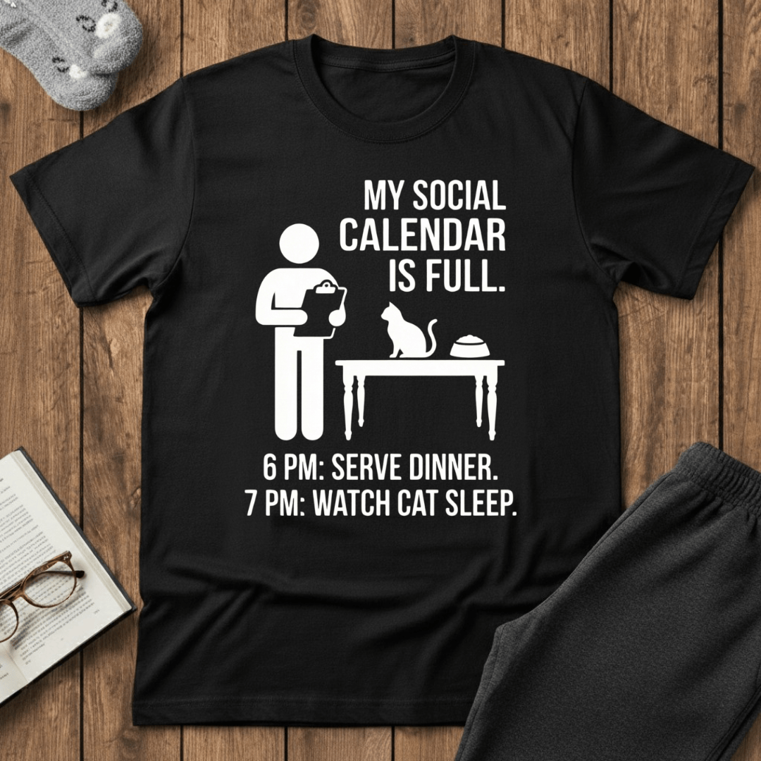 “Full Social Calendar" Cat Servant T-Shirt