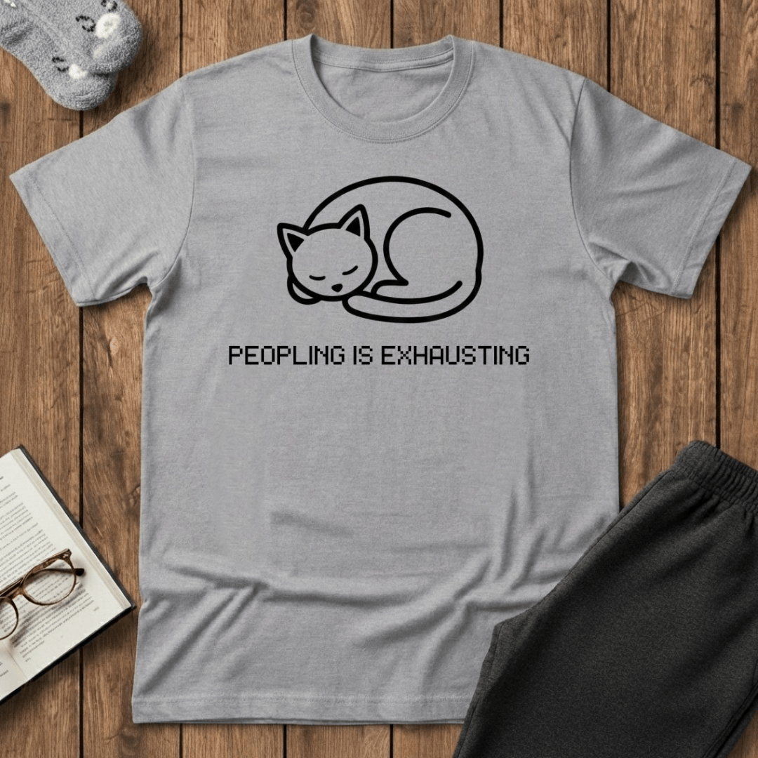 “Peopling Is Exhausting” Cat T-Shirt