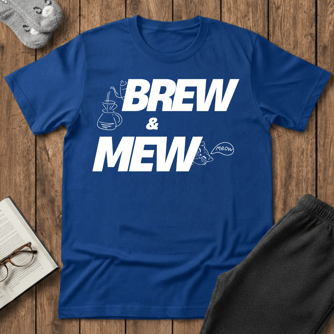Brew and Mew Coffee Cat T-shirt