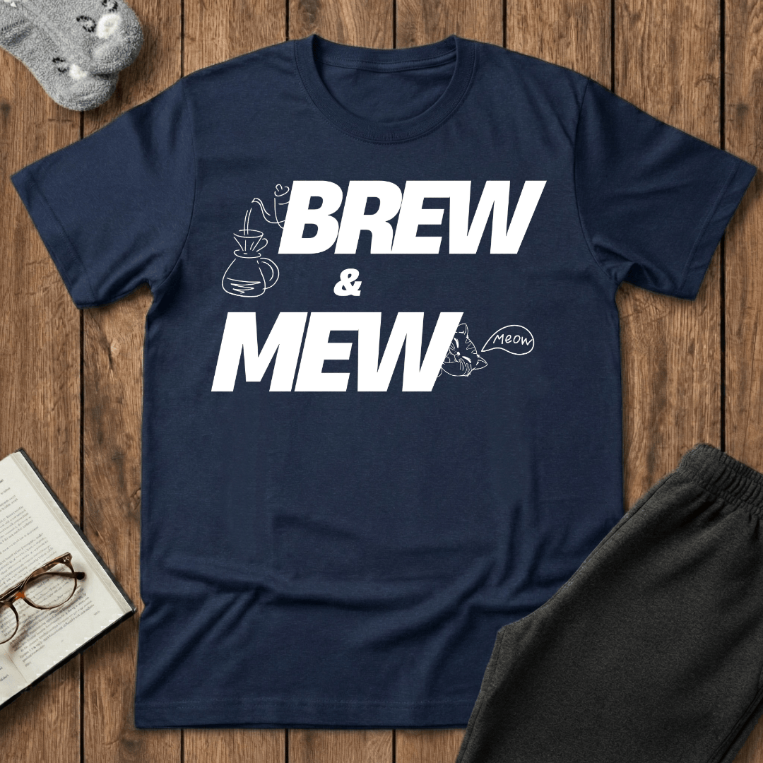 Brew and Mew Coffee Cat T-shirt