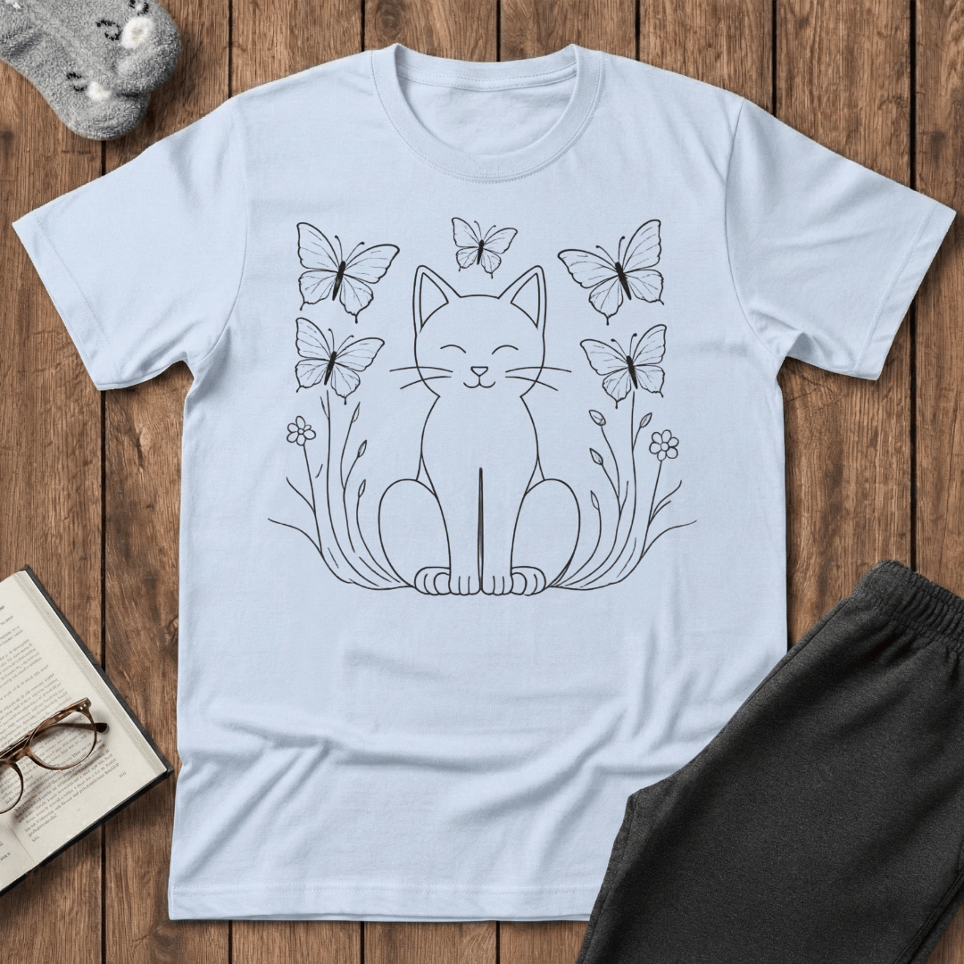 Happy Cat & Butterflies T-Shirt