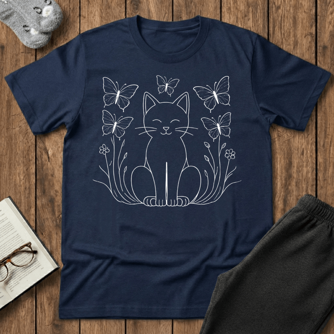 Happy Cat & Butterflies T-Shirt