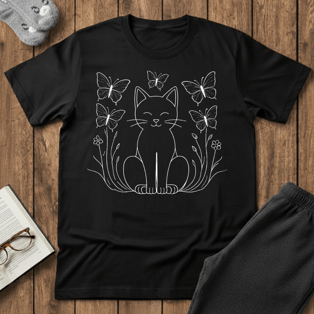 Happy Cat & Butterflies T-Shirt