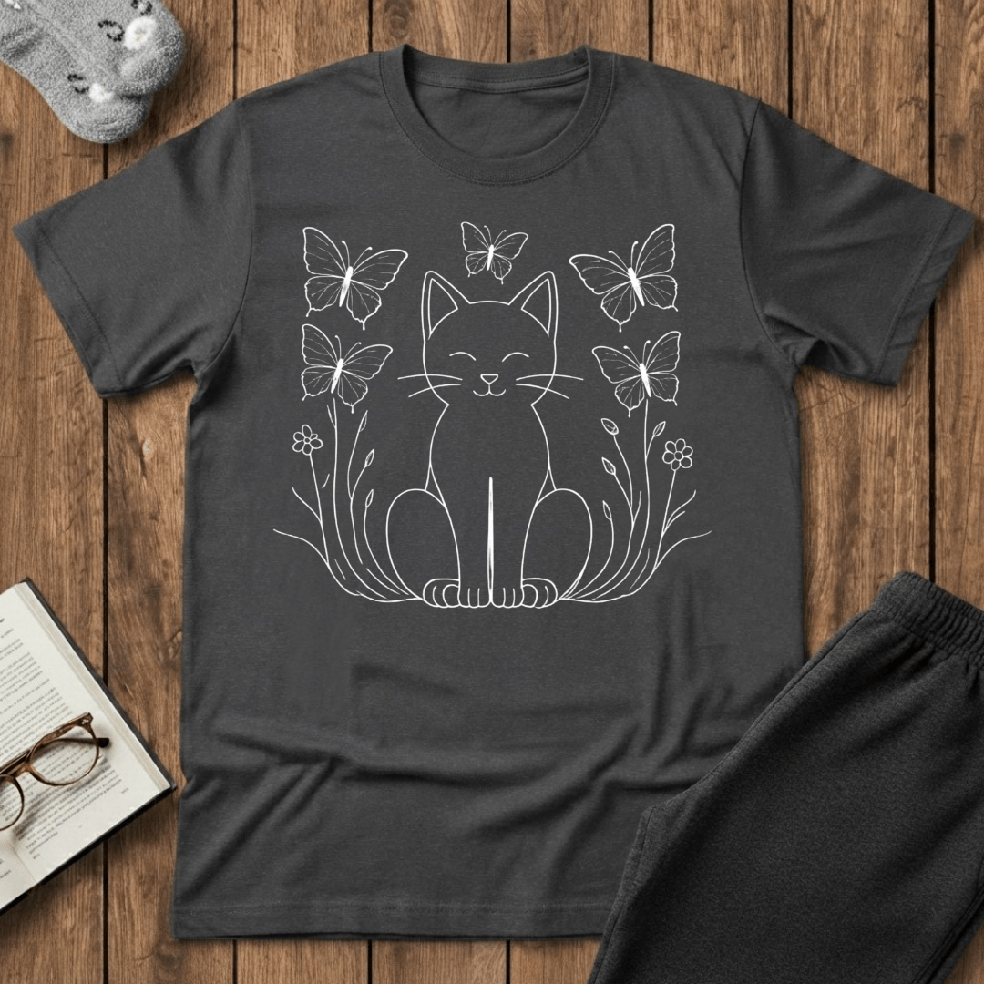Happy Cat & Butterflies T-Shirt