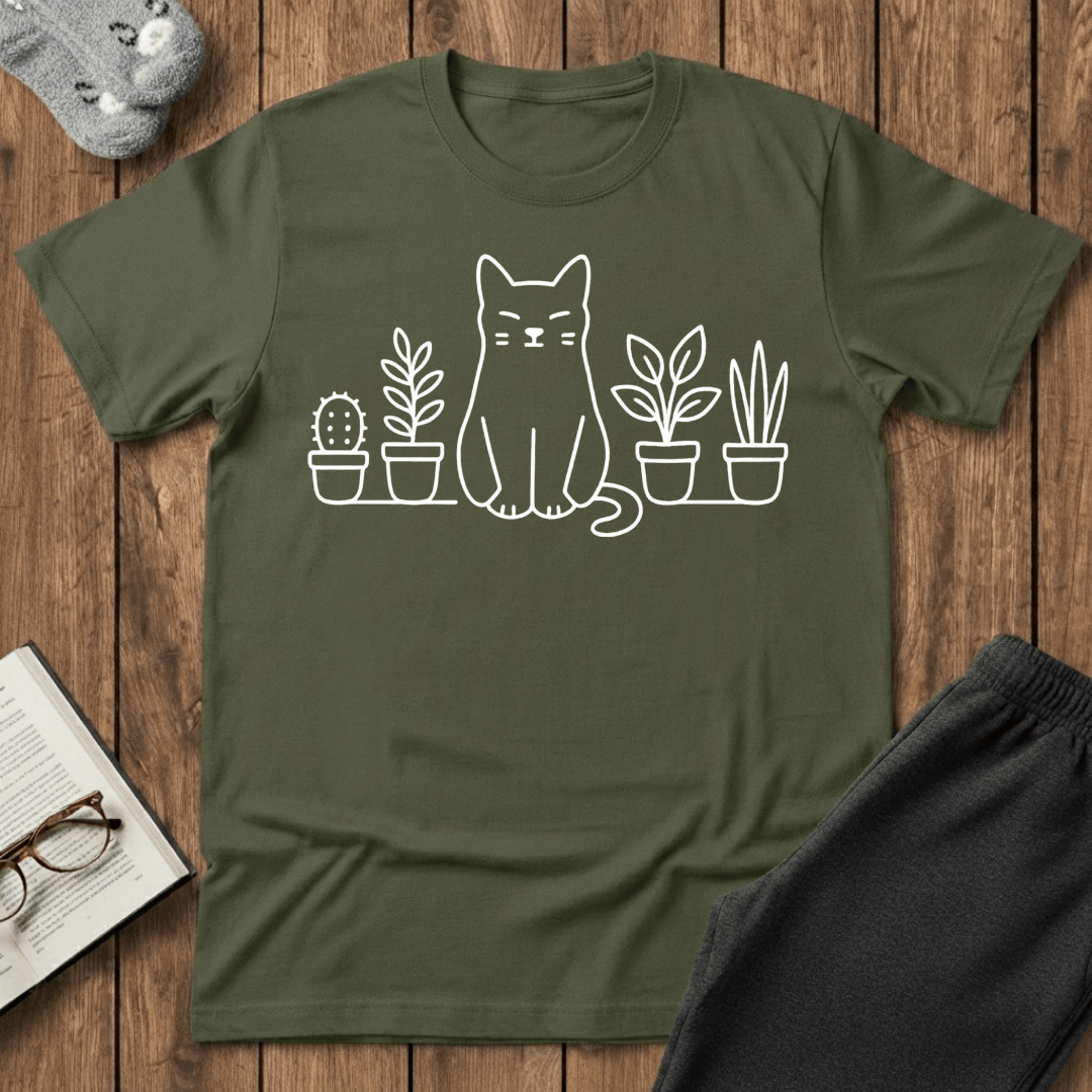 Zen Cat & Plants T-shirt