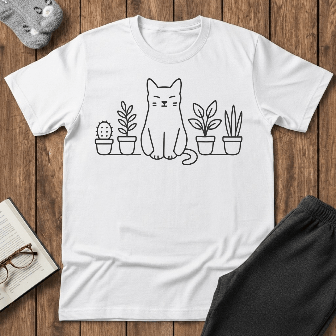 Zen Cat & Plants T-shirt