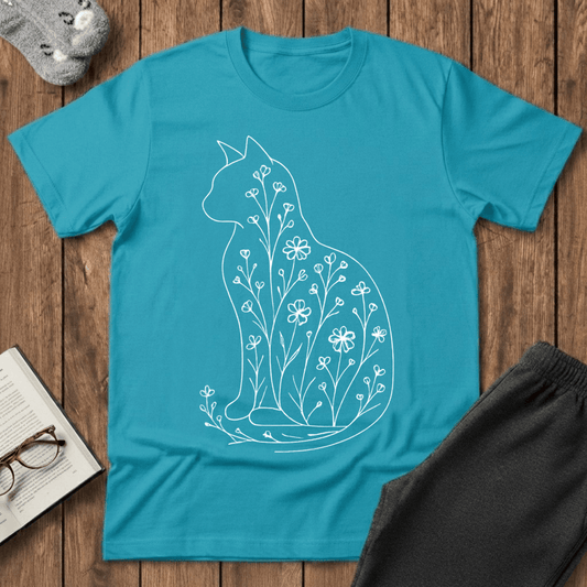 Wildflower Feline Silhouette Cat T-Shirt