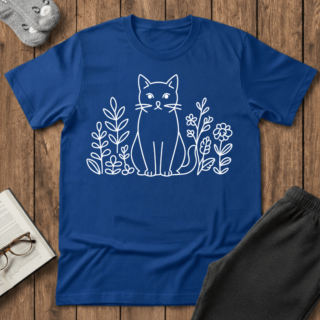 Botanical Cat Line Art T-shirt