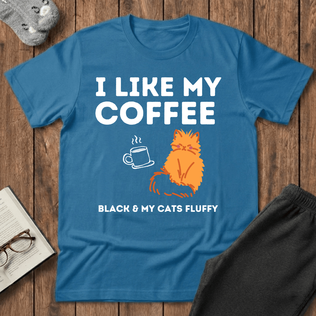 Black Coffee and Fluffy Cats T-shirt