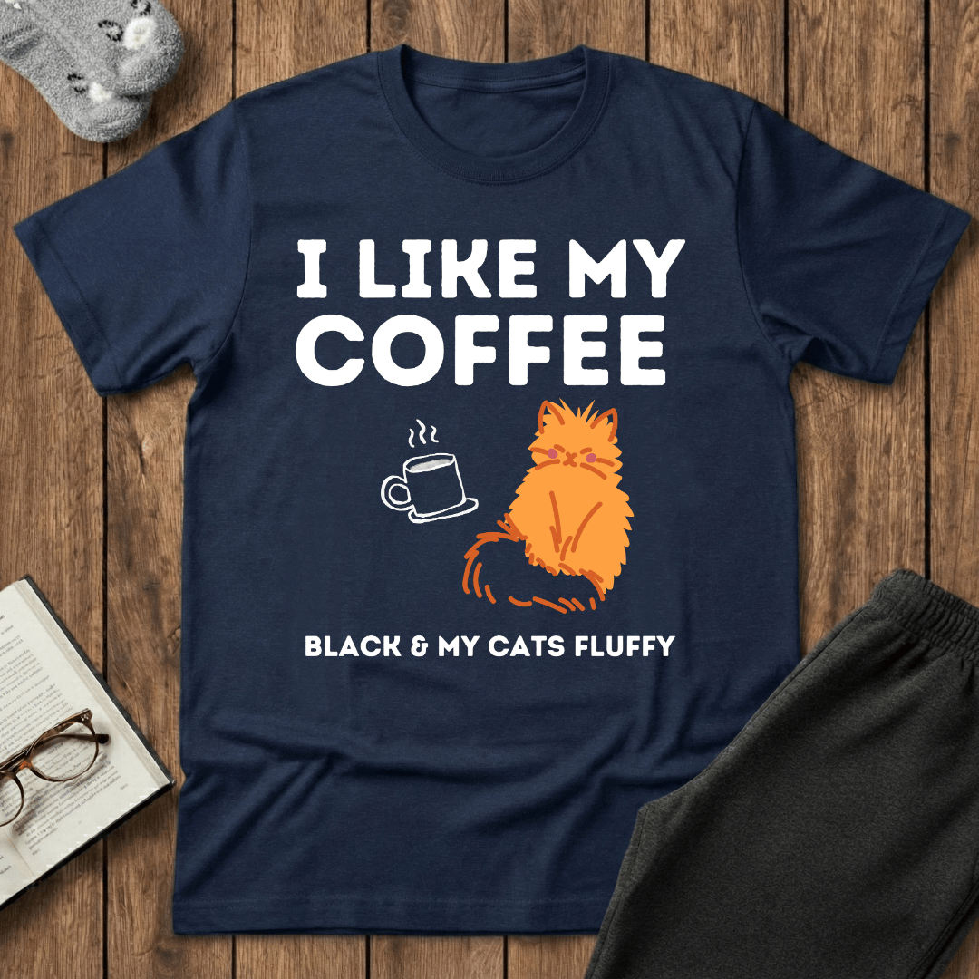 Black Coffee and Fluffy Cats T-shirt