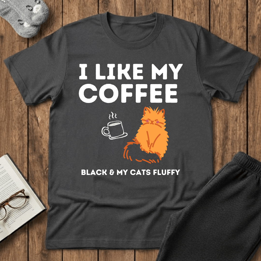 Black Coffee and Fluffy Cats T-shirt