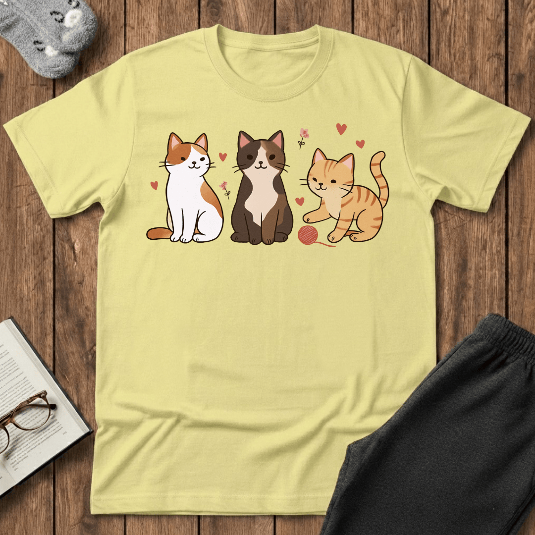 Three Cute Kitties with Yarn T-Shirt
