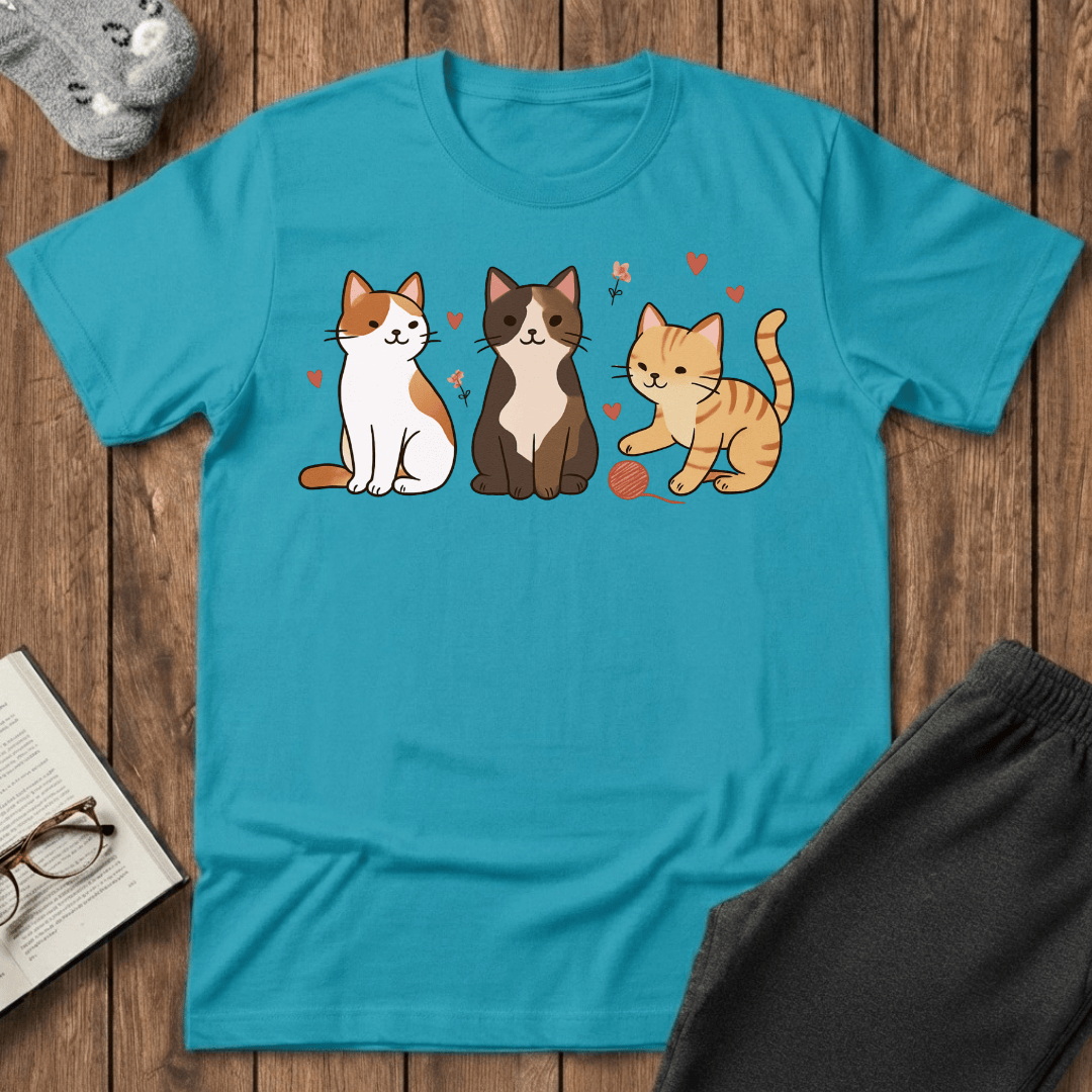 Three Cute Kitties with Yarn T-Shirt