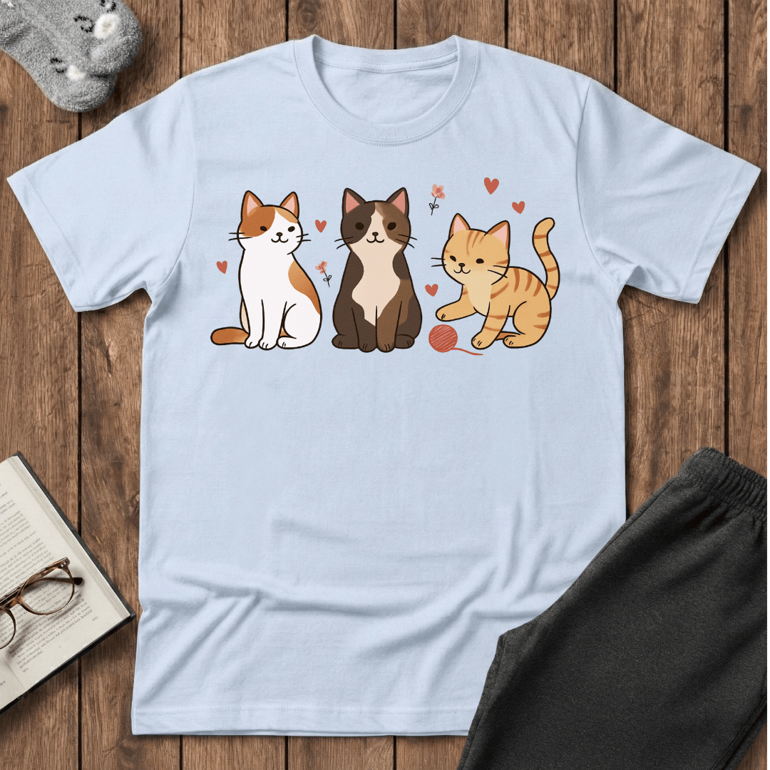 Three Cute Kitties with Yarn T-Shirt