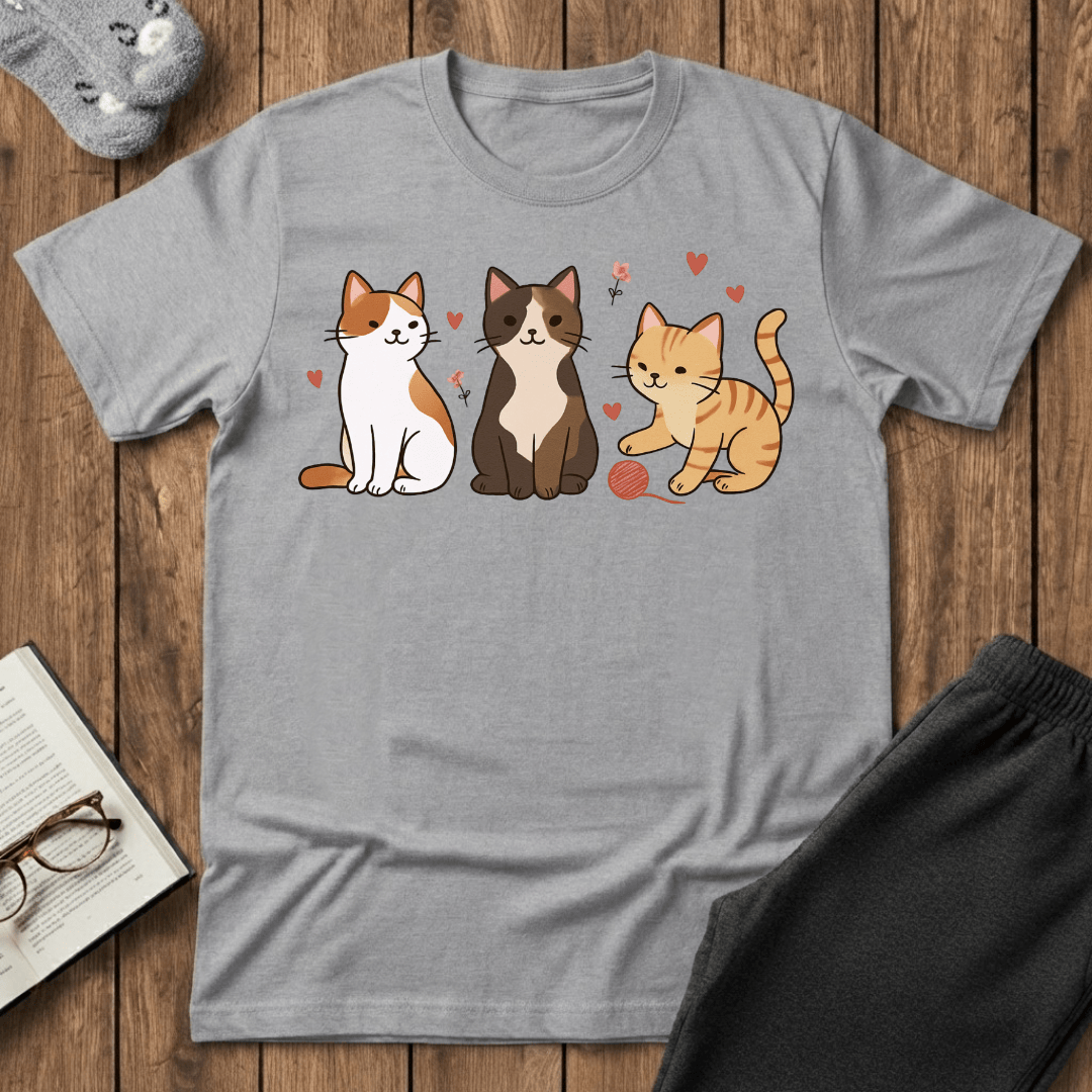 Three Cute Kitties with Yarn T-Shirt