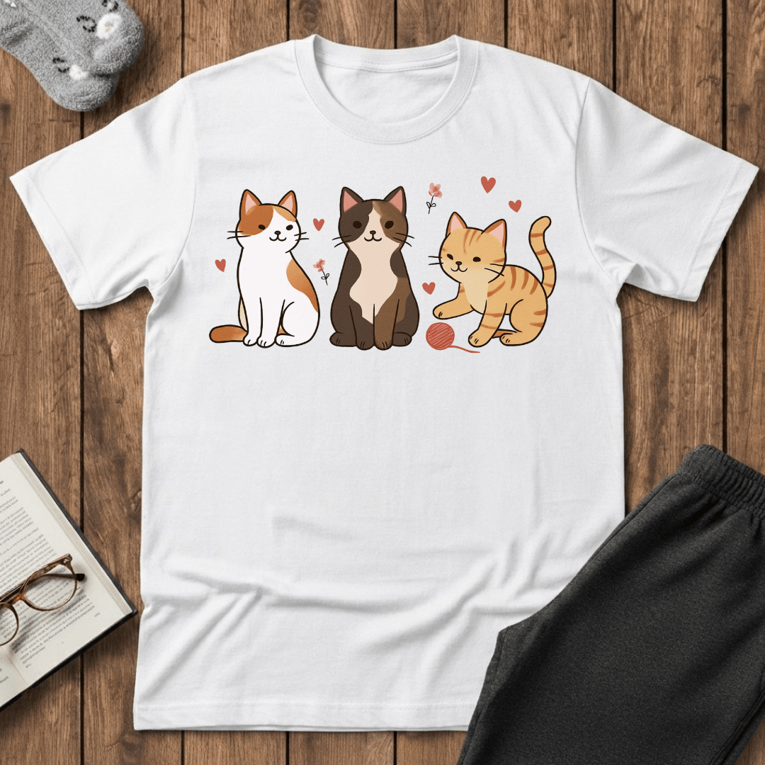 Three Cute Kitties with Yarn T-Shirt