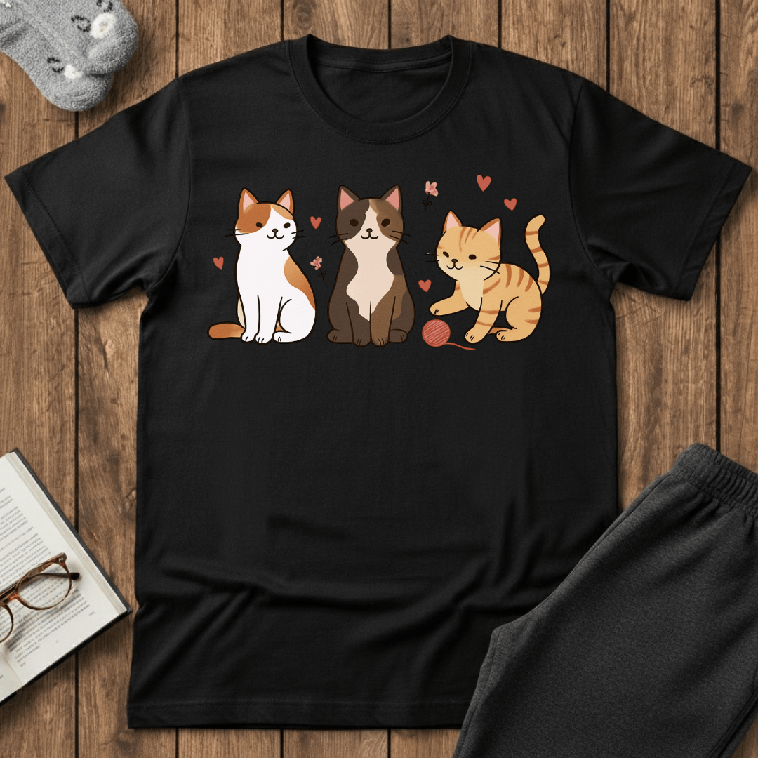 Three Cute Kitties with Yarn T-Shirt