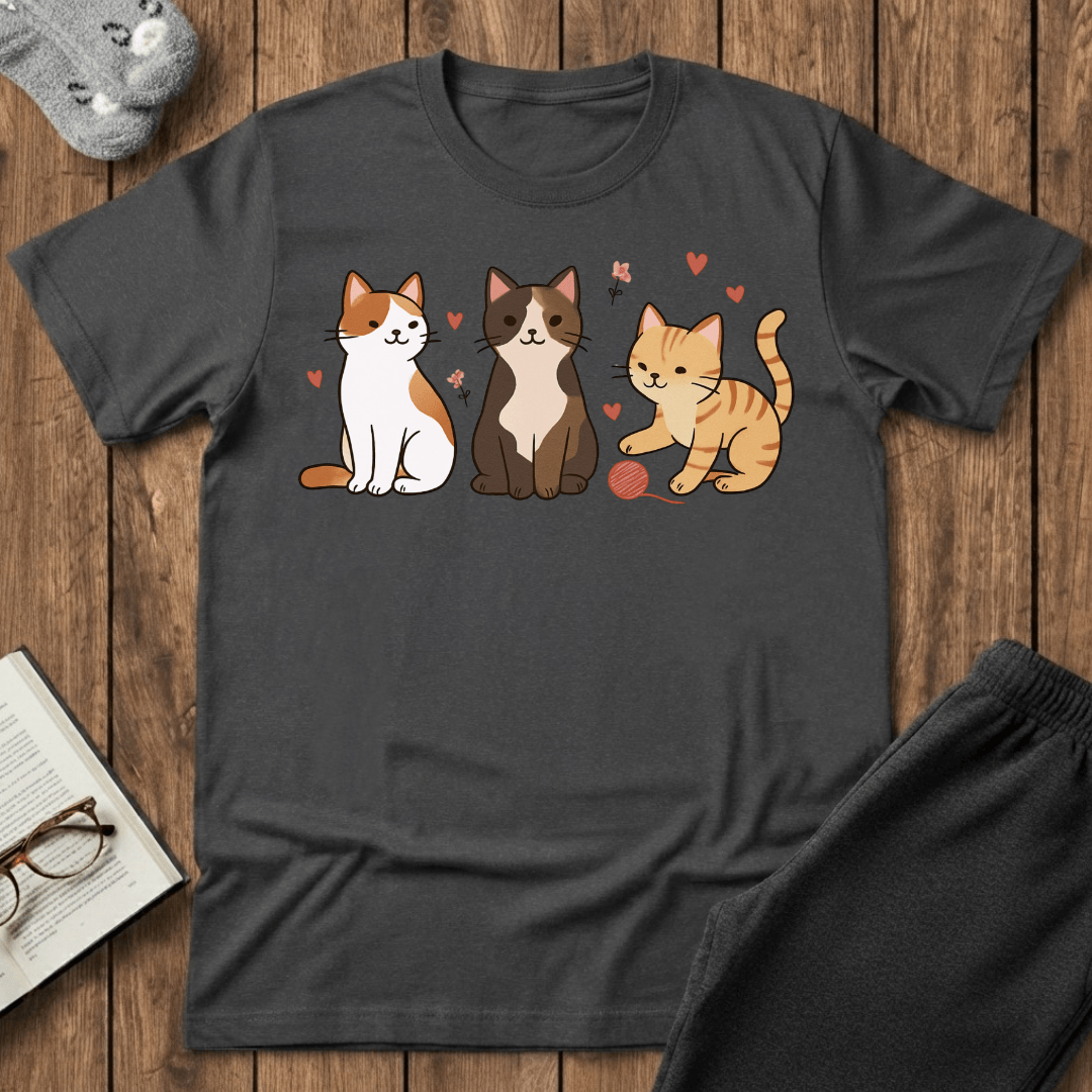 Three Cute Kitties with Yarn T-Shirt