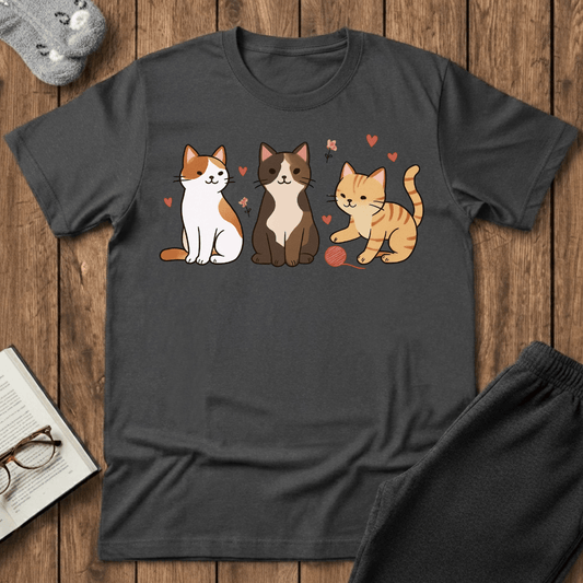 Three Cute Kitties with Yarn T-Shirt