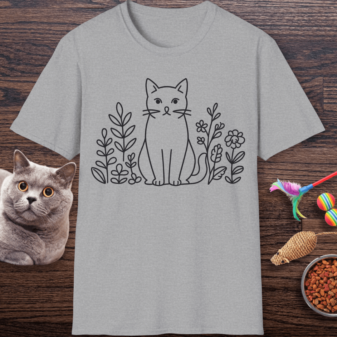 Botanical Cat Line Art T-shirt