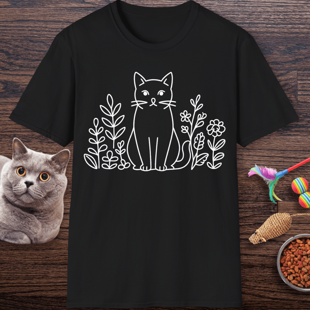 Botanical Cat Line Art T-shirt