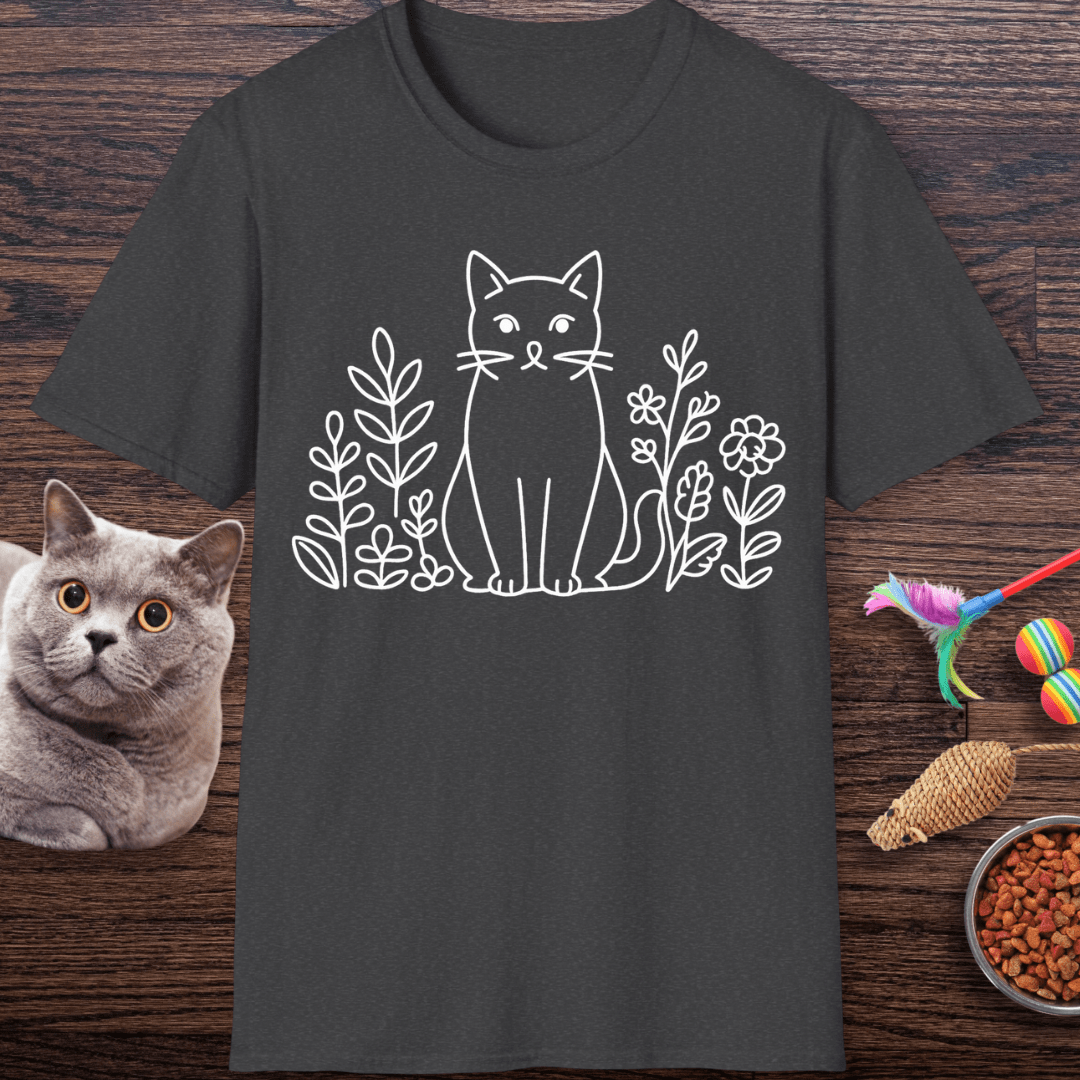 Botanical Cat Line Art T-shirt