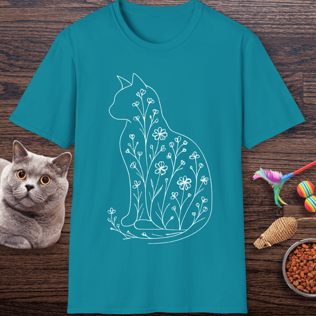 Wildflower Feline Silhouette Cat T-Shirt
