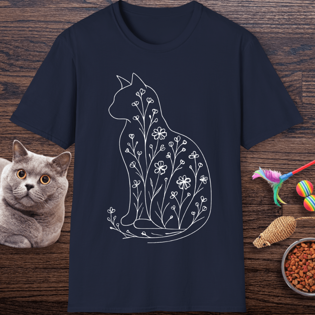 Wildflower Feline Silhouette Cat T-Shirt