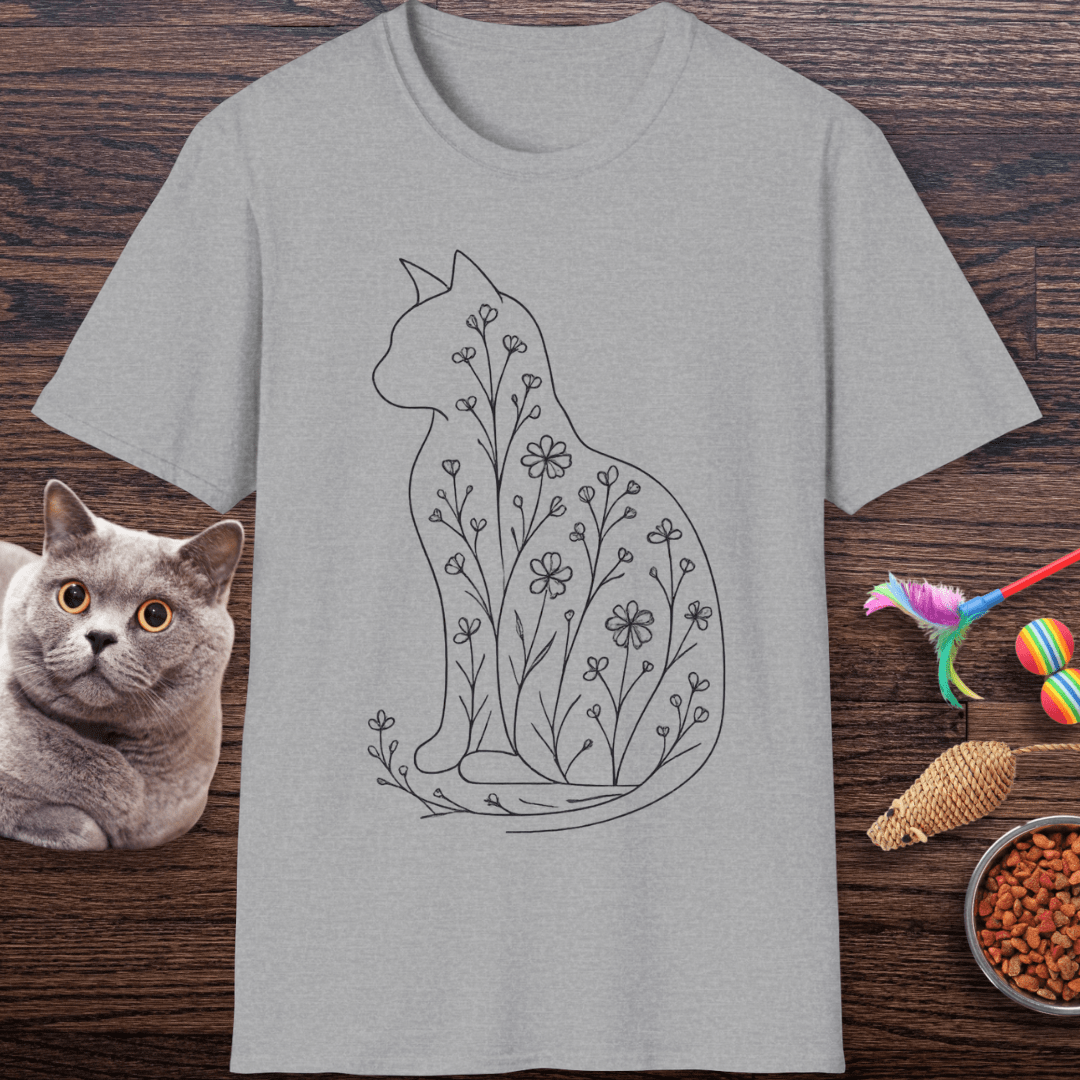 Wildflower Feline Silhouette Cat T-Shirt