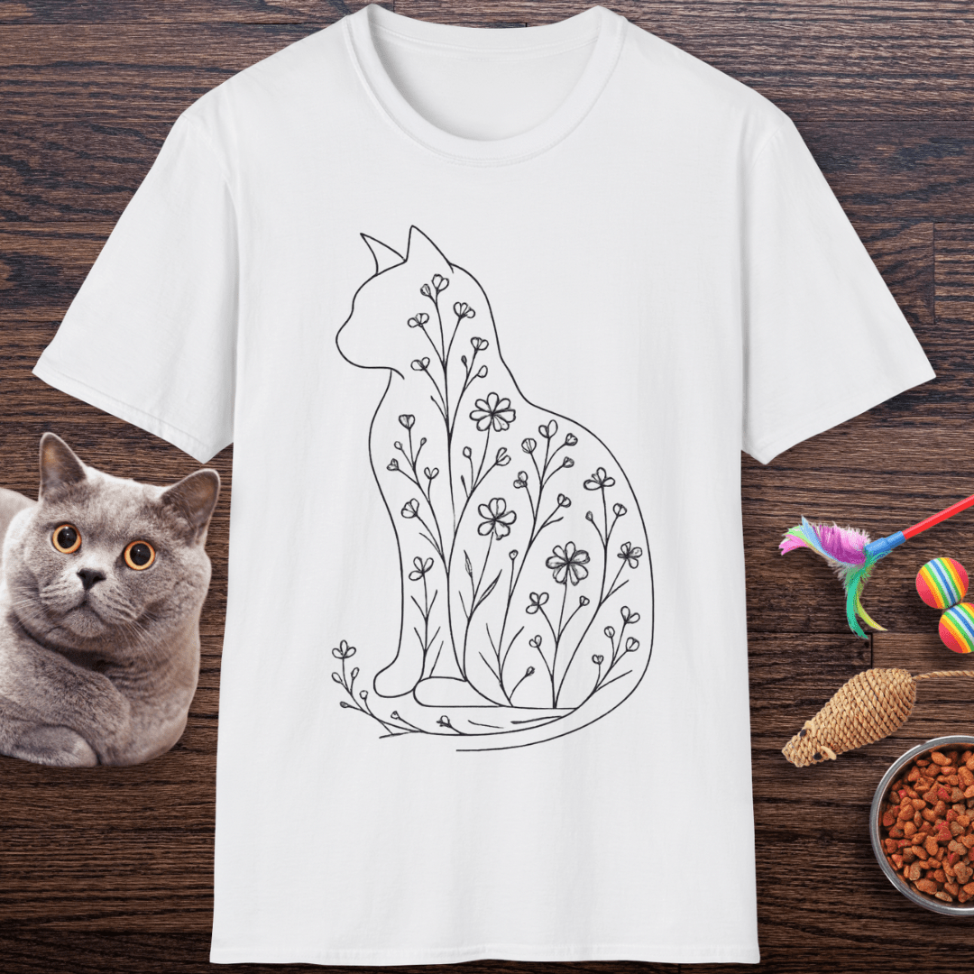 Wildflower Feline Silhouette Cat T-Shirt