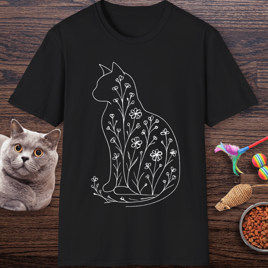 Wildflower Feline Silhouette Cat T-Shirt