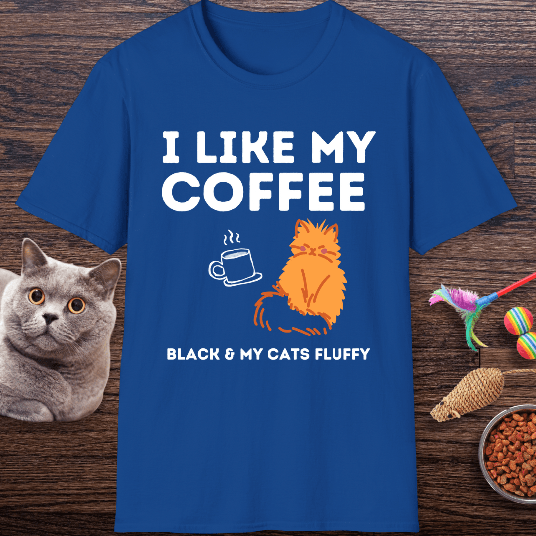 Black Coffee and Fluffy Cats T-shirt