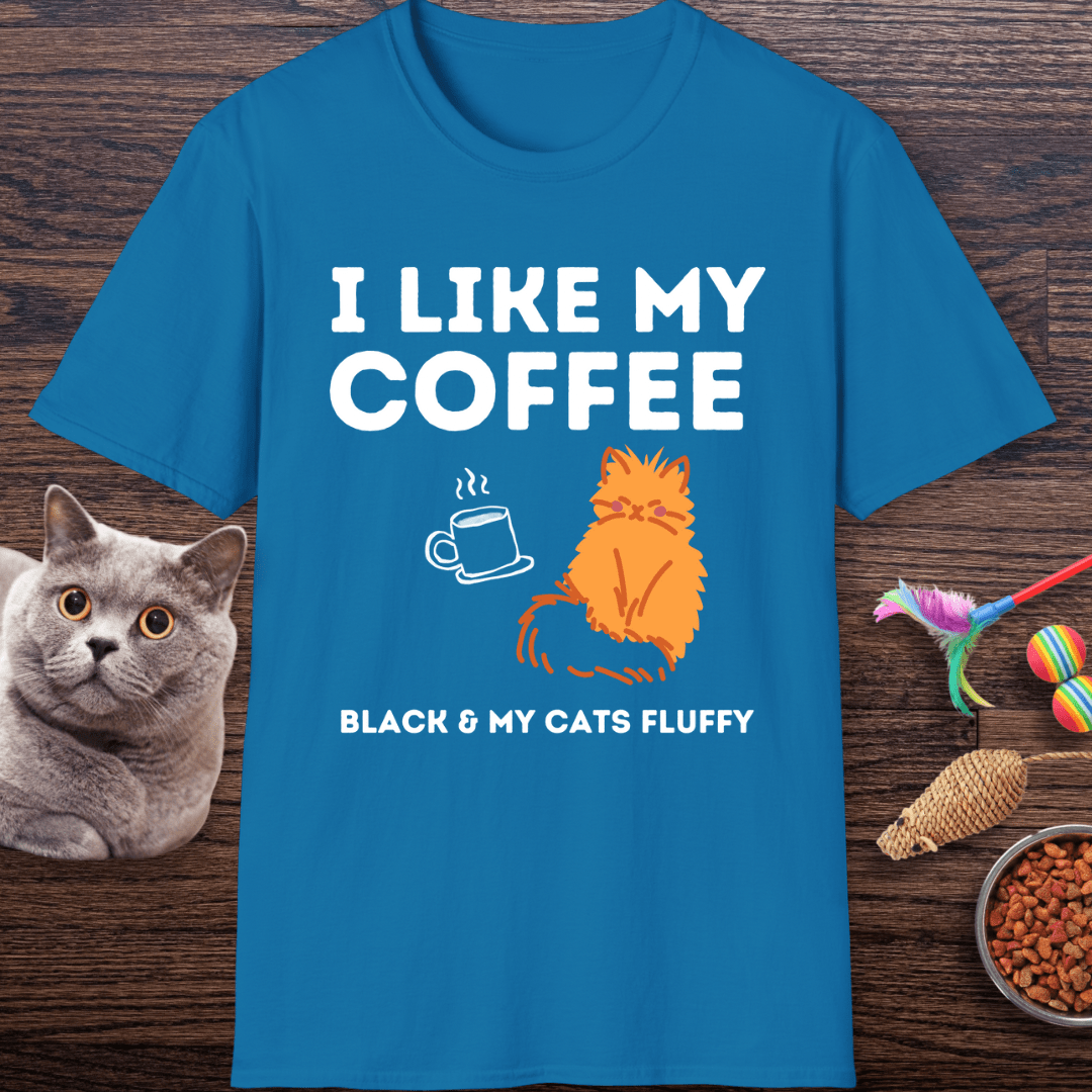 Black Coffee and Fluffy Cats T-shirt