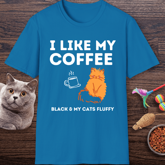 Black Coffee and Fluffy Cats T-shirt