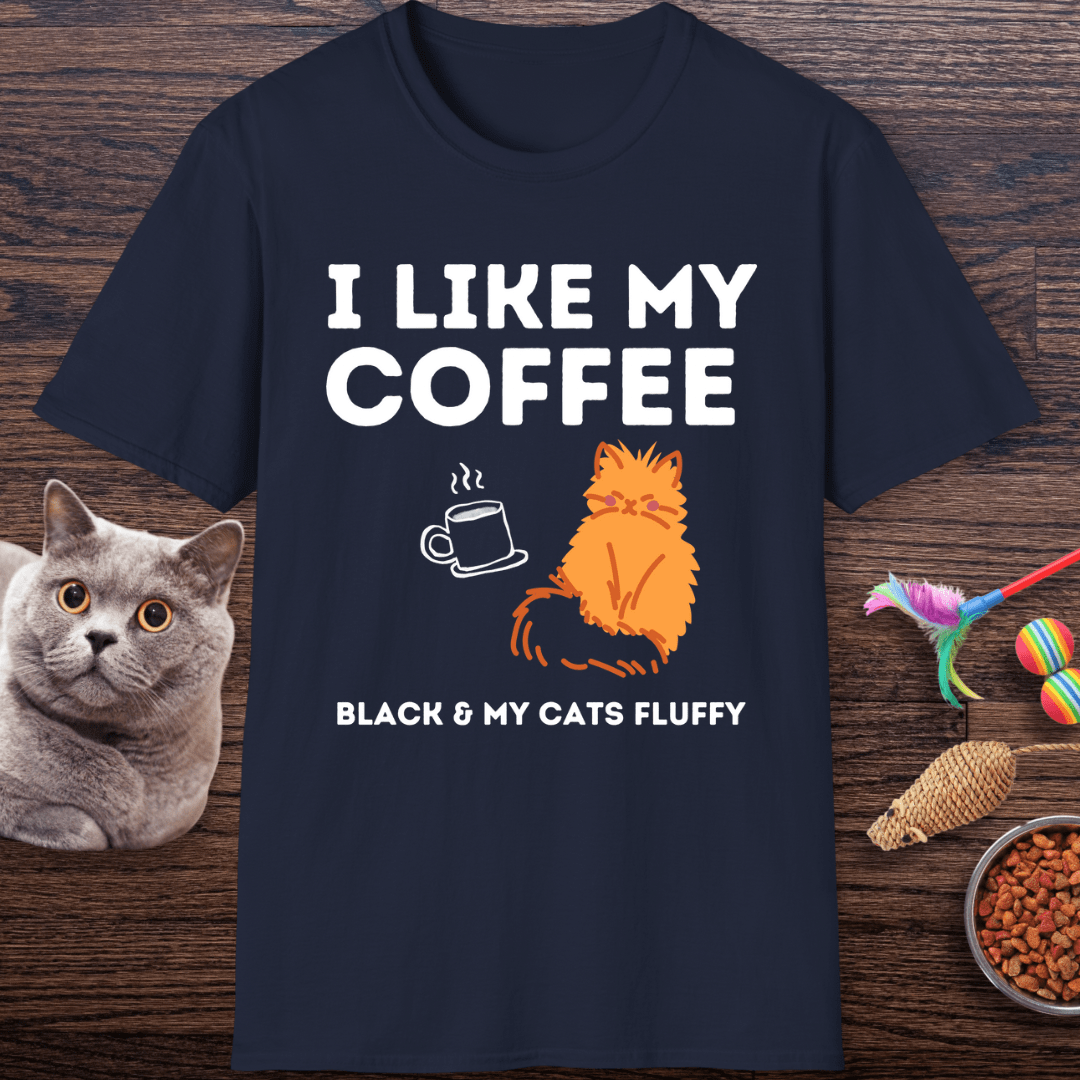 Black Coffee and Fluffy Cats T-shirt
