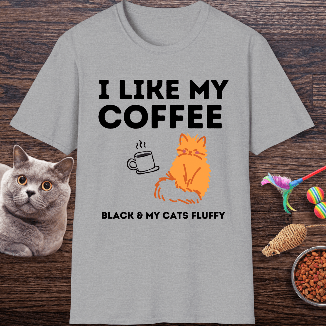 Black Coffee and Fluffy Cats T-shirt