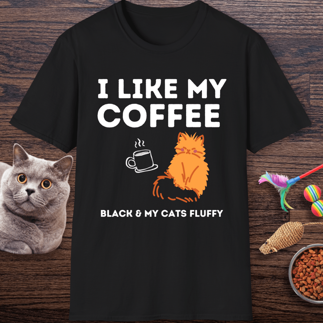 Black Coffee and Fluffy Cats T-shirt