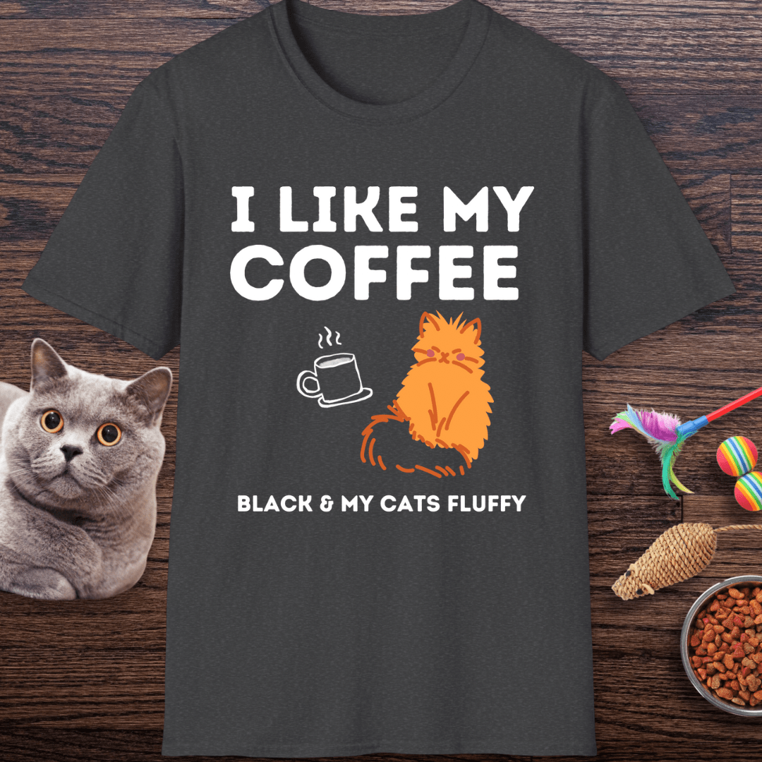 Black Coffee and Fluffy Cats T-shirt