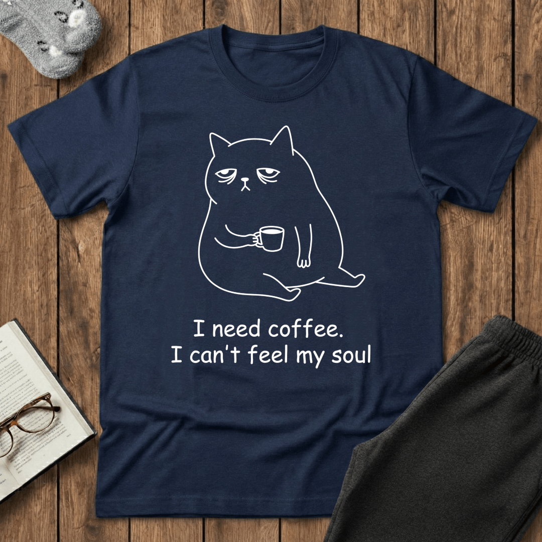 Exhausted Coffee Cat T-shirt