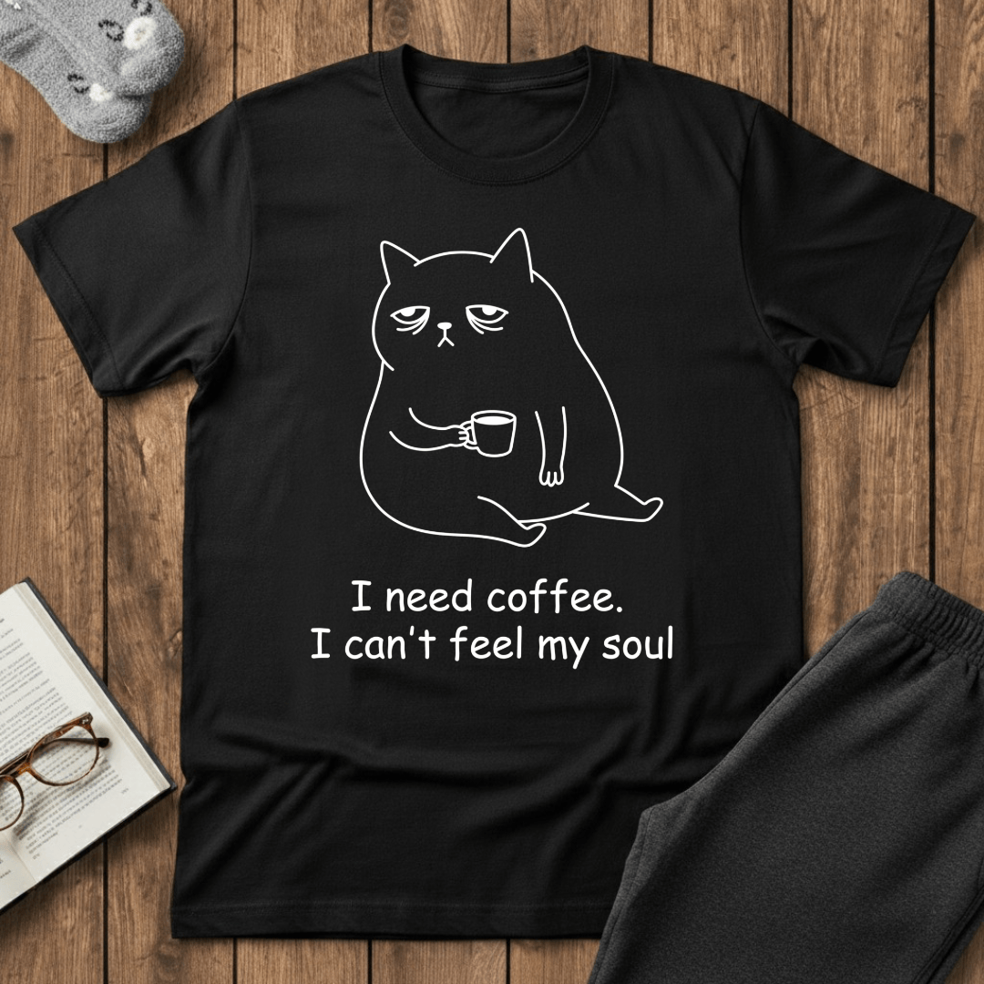 Exhausted Coffee Cat T-shirt