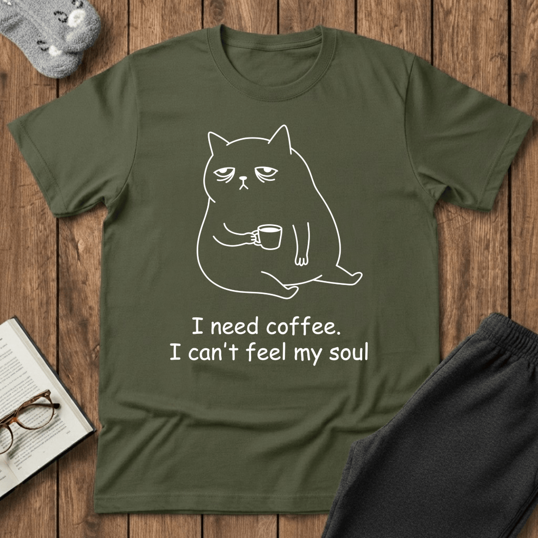 Exhausted Coffee Cat T-shirt