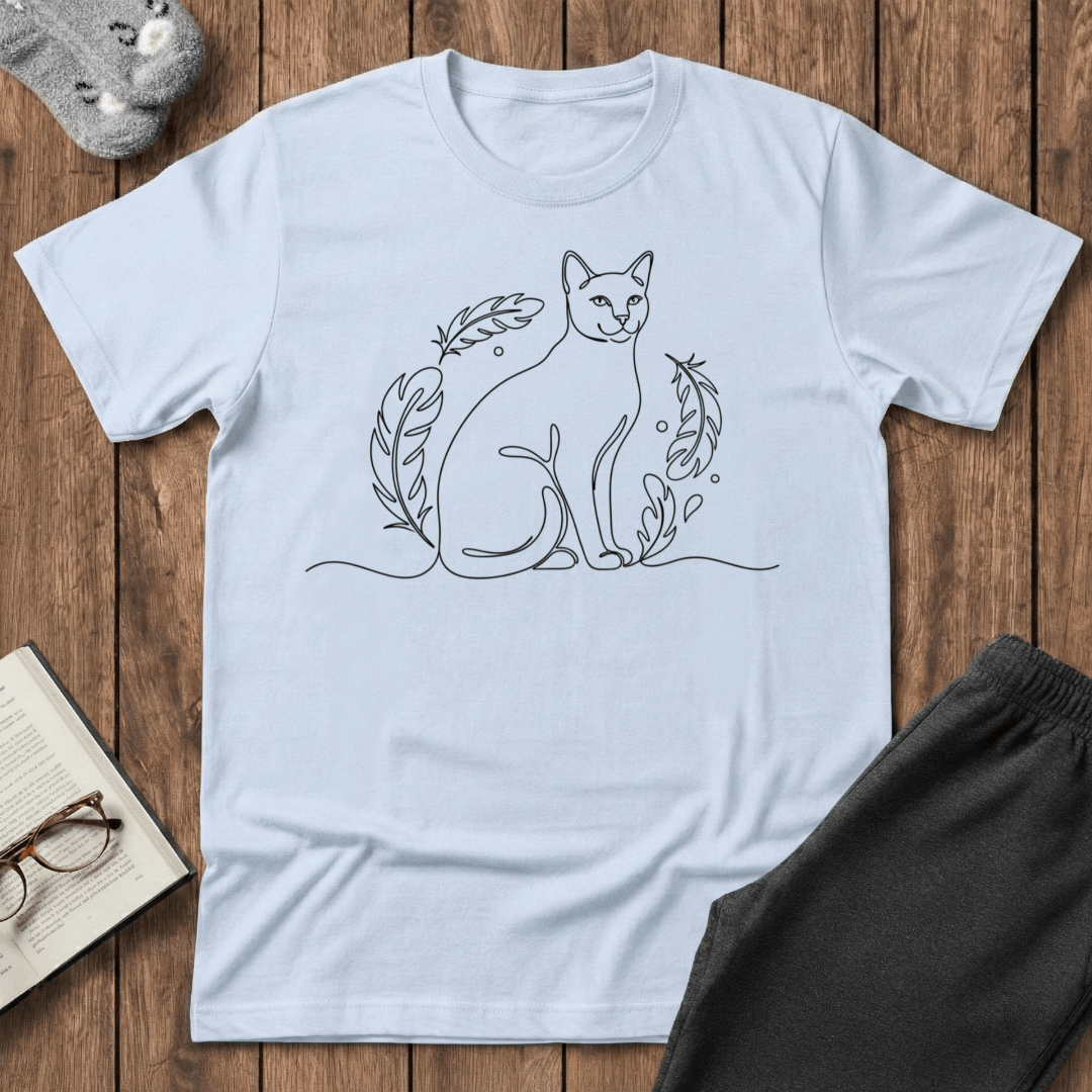 Feather Minimalist Cat T-Shirt