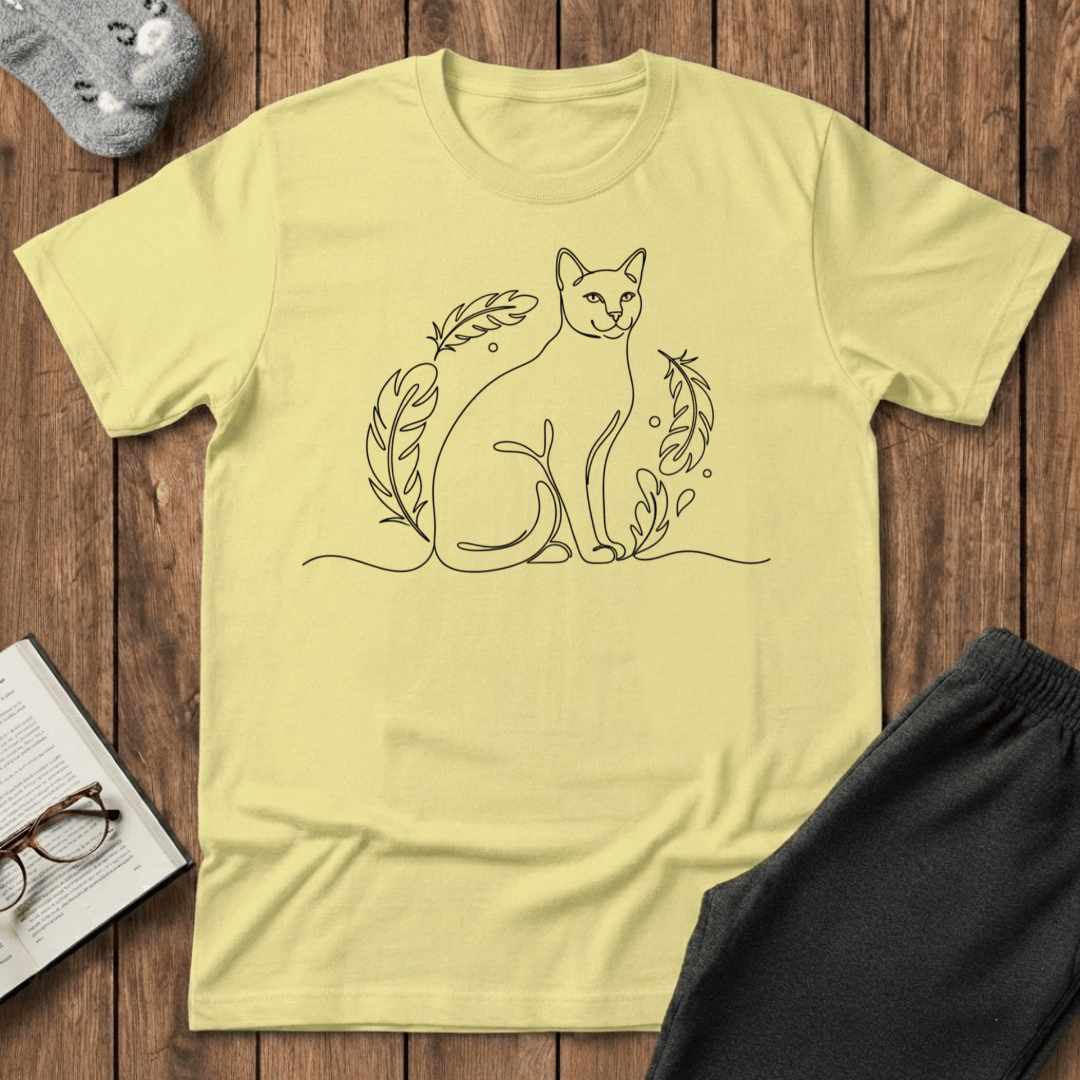 Feather Minimalist Cat T-Shirt