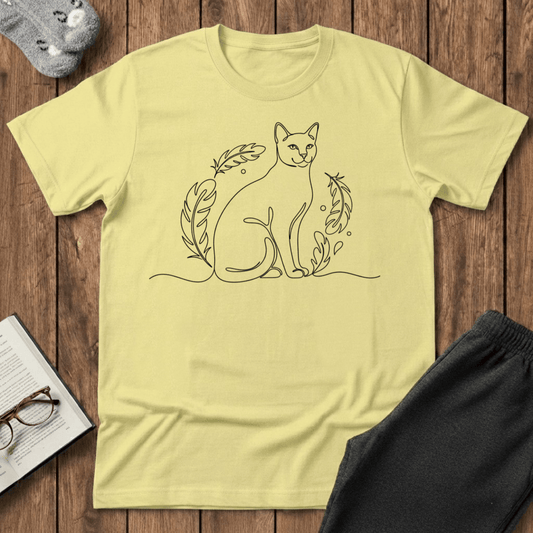 Feather Minimalist Cat T-Shirt