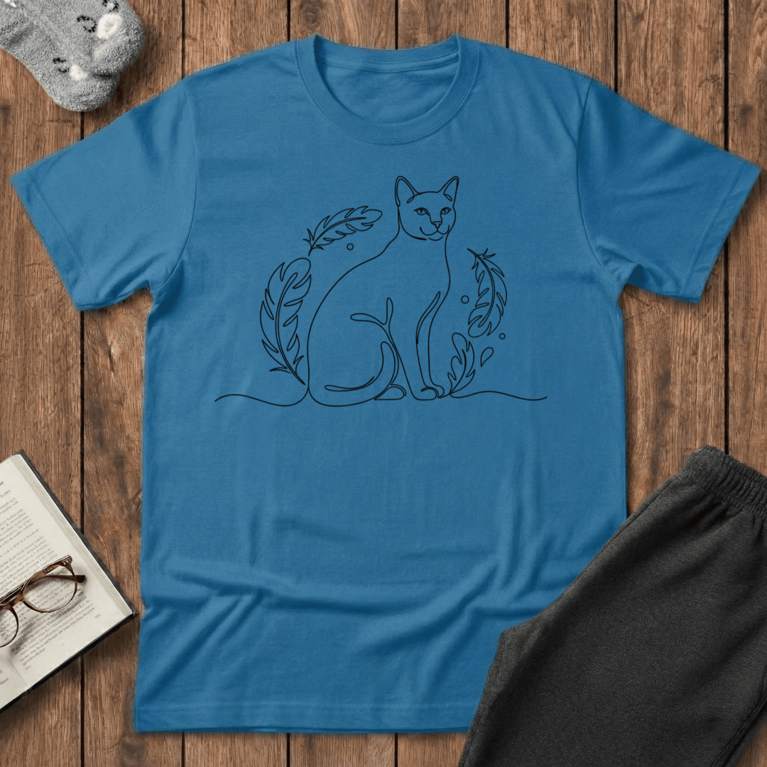 Feather Minimalist Cat T-Shirt