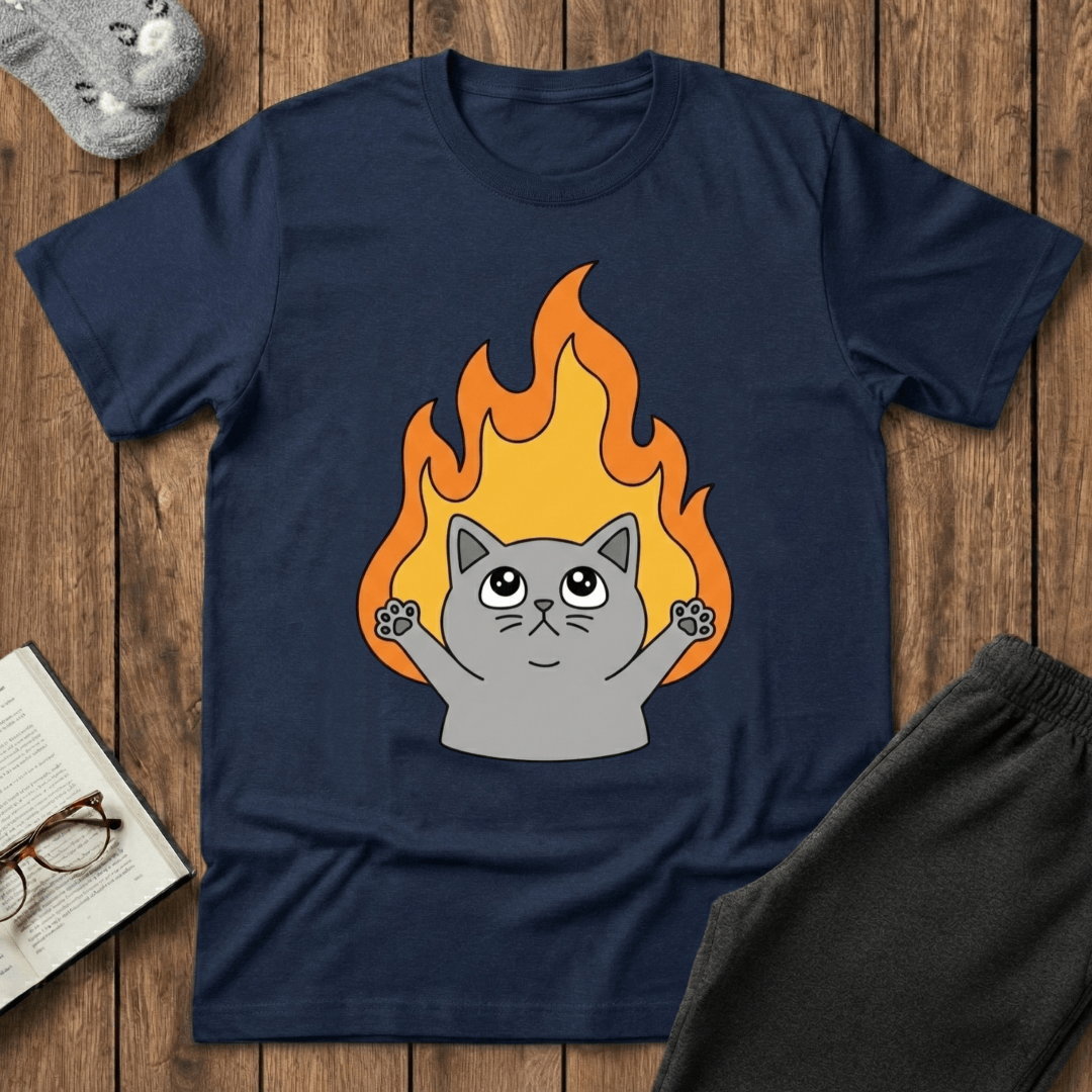 Flaming Chaos Cat T-shirt
