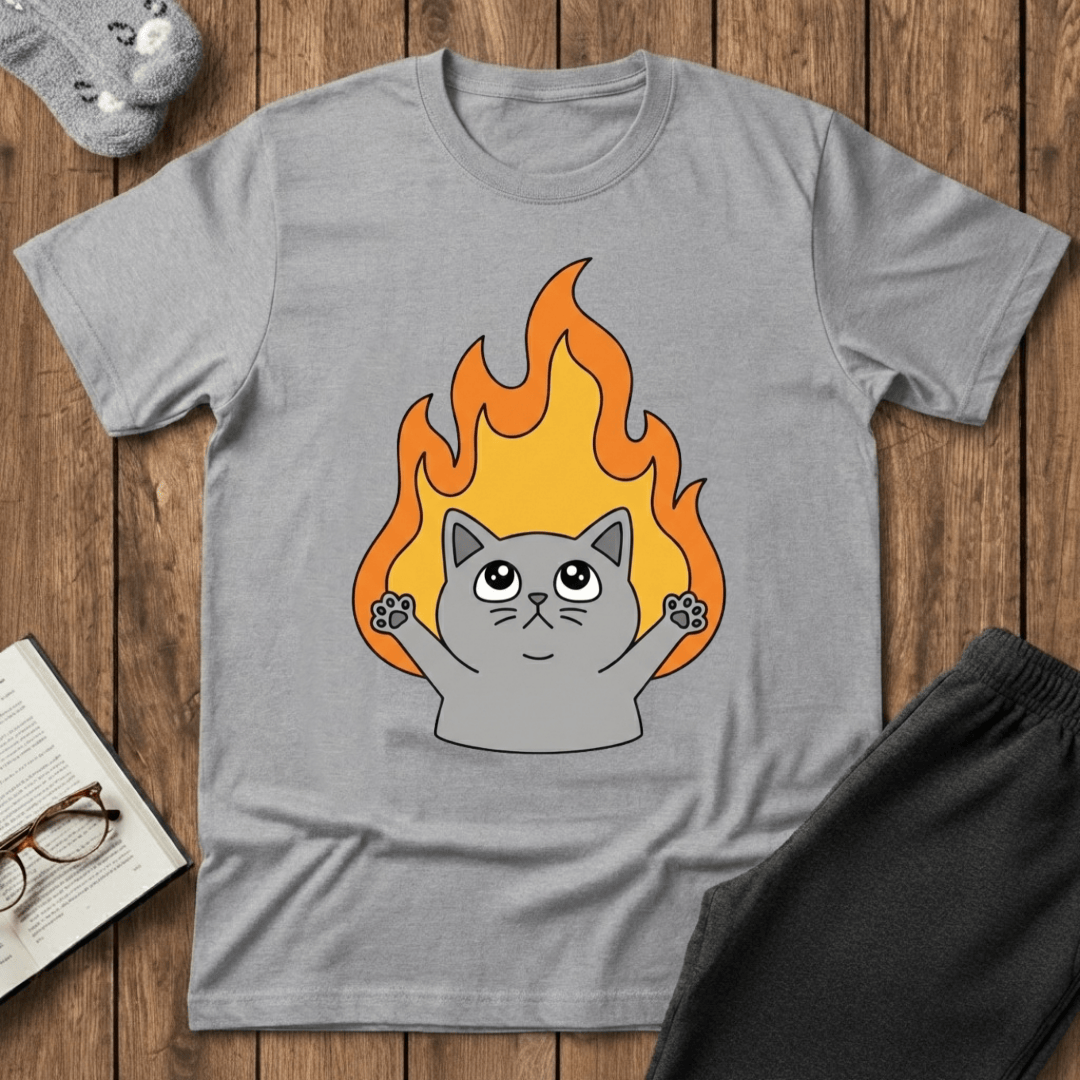 Flaming Chaos Cat T-shirt