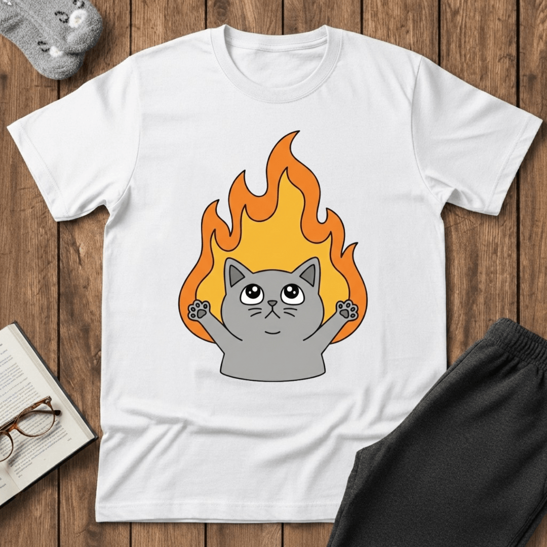 Flaming Chaos Cat T-shirt